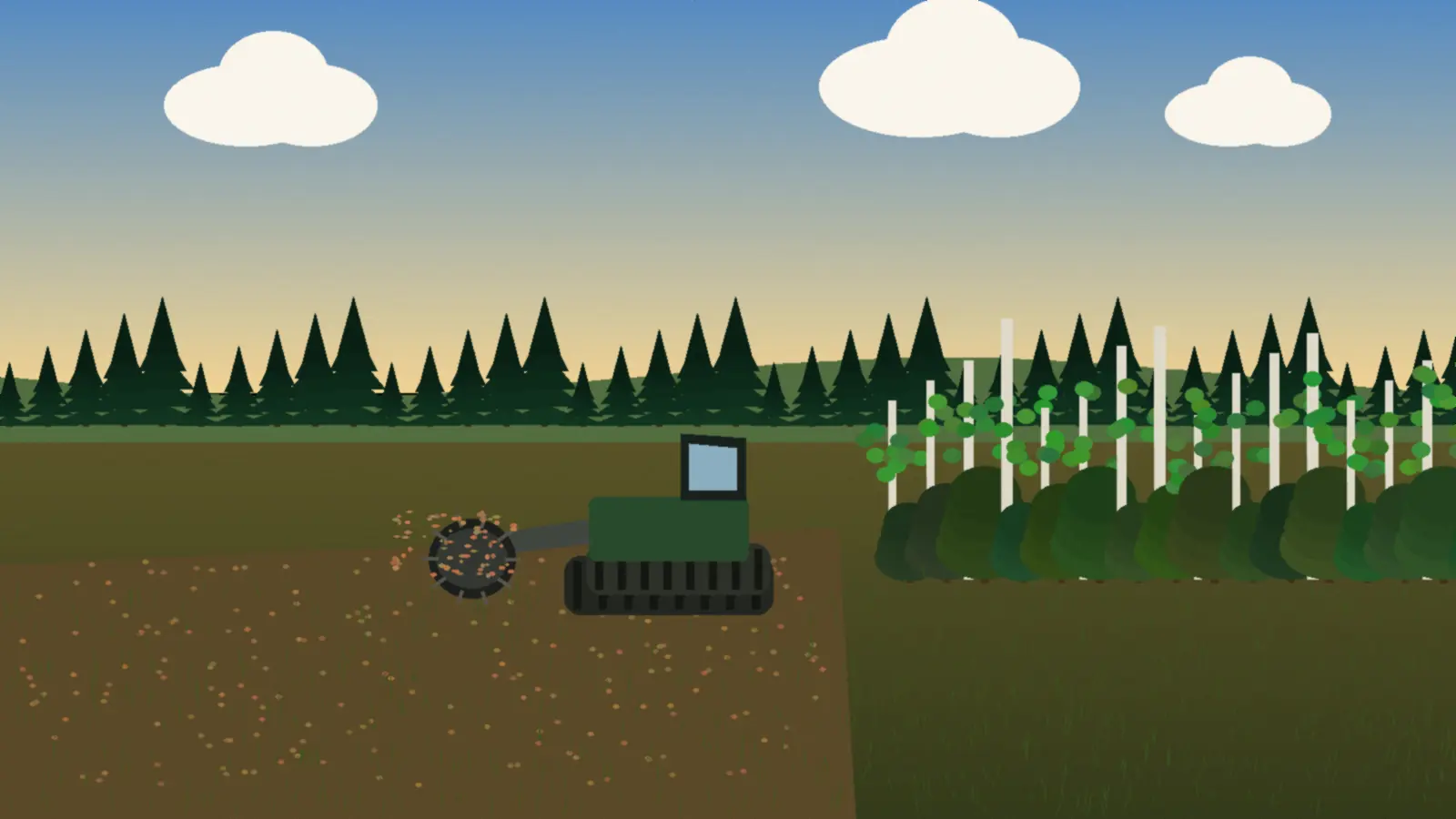Tracked machine mulching aspen on an acreage