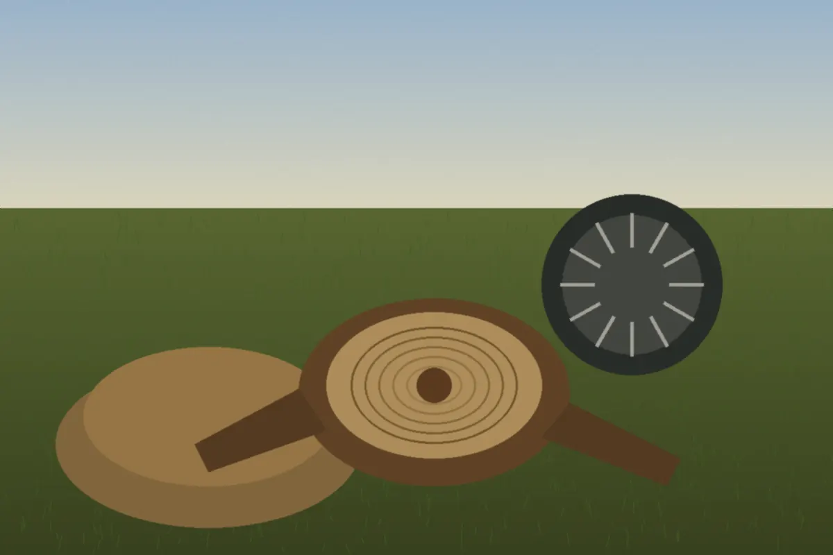 Stump and chip pile on a rural acreage ready for grinding