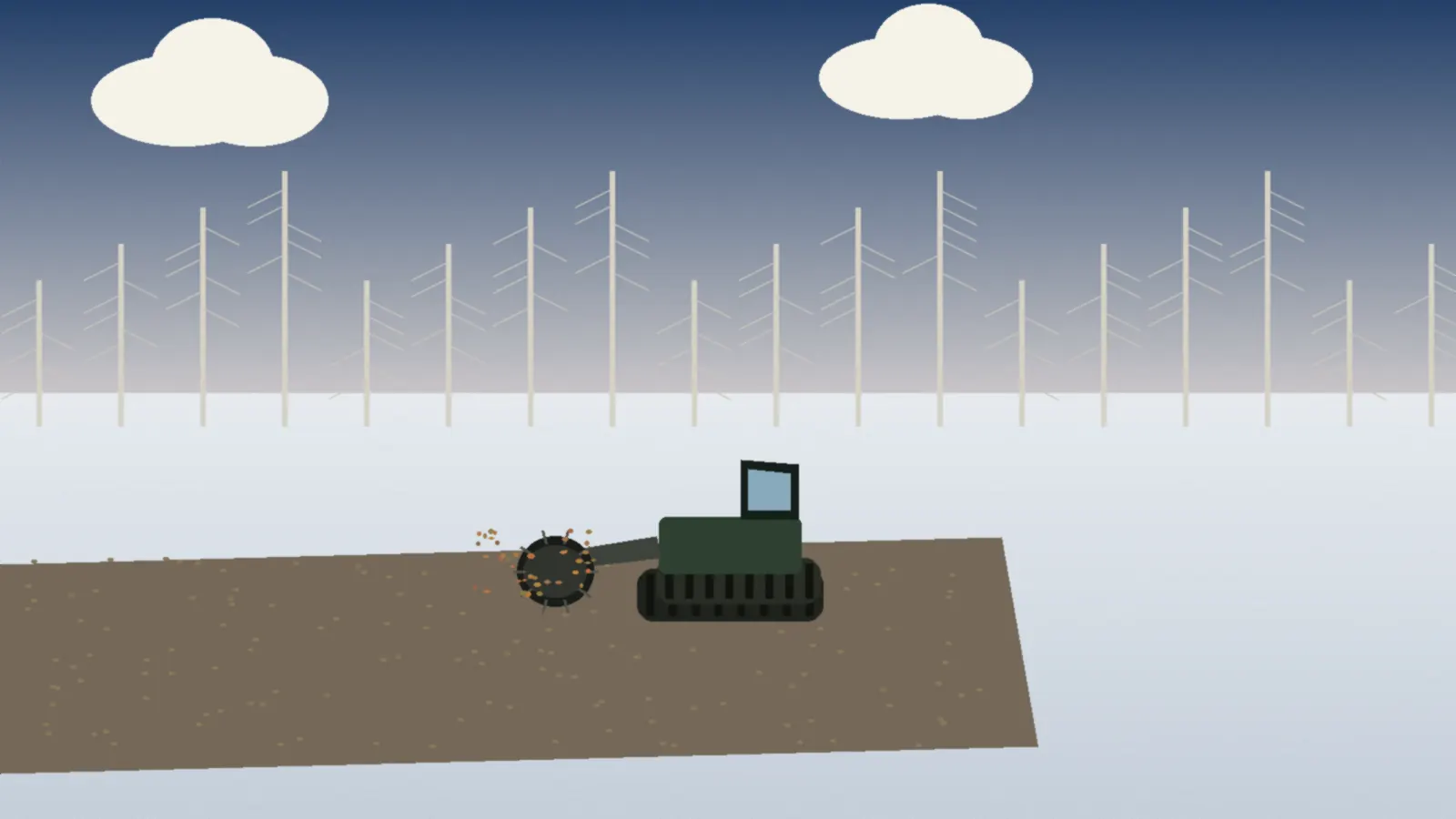 Frozen-ground winter mulching typical of Hay Lakes wet soils